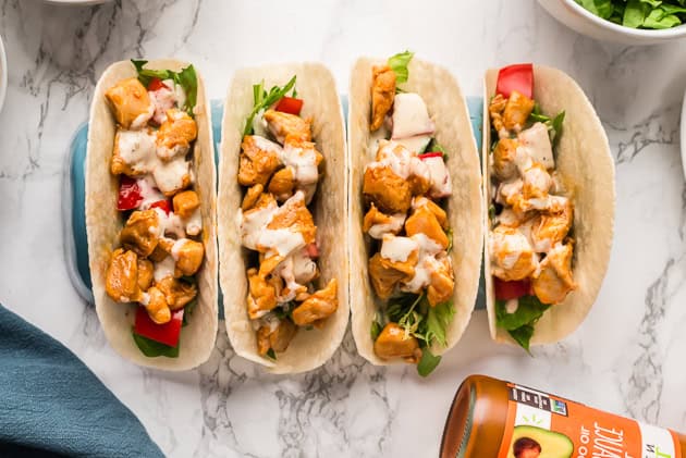 Tacos cu pui Buffalo - Masă bogată în proteine în 15 minute - Bites of Wellness